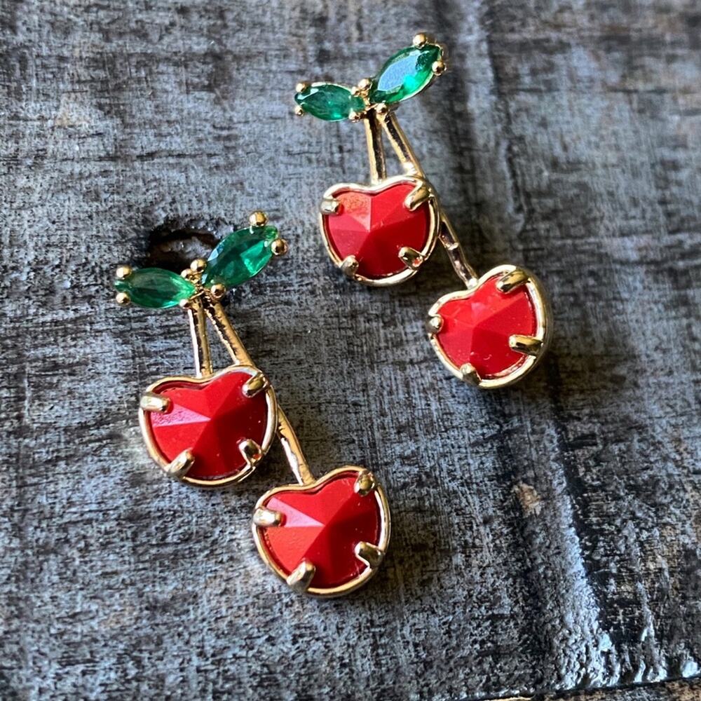 NEW Red Cherry Gem Earrings